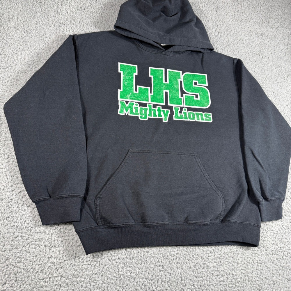 LHS Mighty Lions Hoodie Size Medium Lafayette High School Black Sweatshirt - Picture 3 of 8